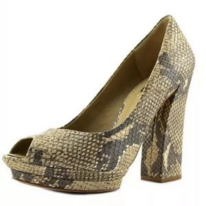 BCBGmaxazria Dahlia snake embossed pumps platform
